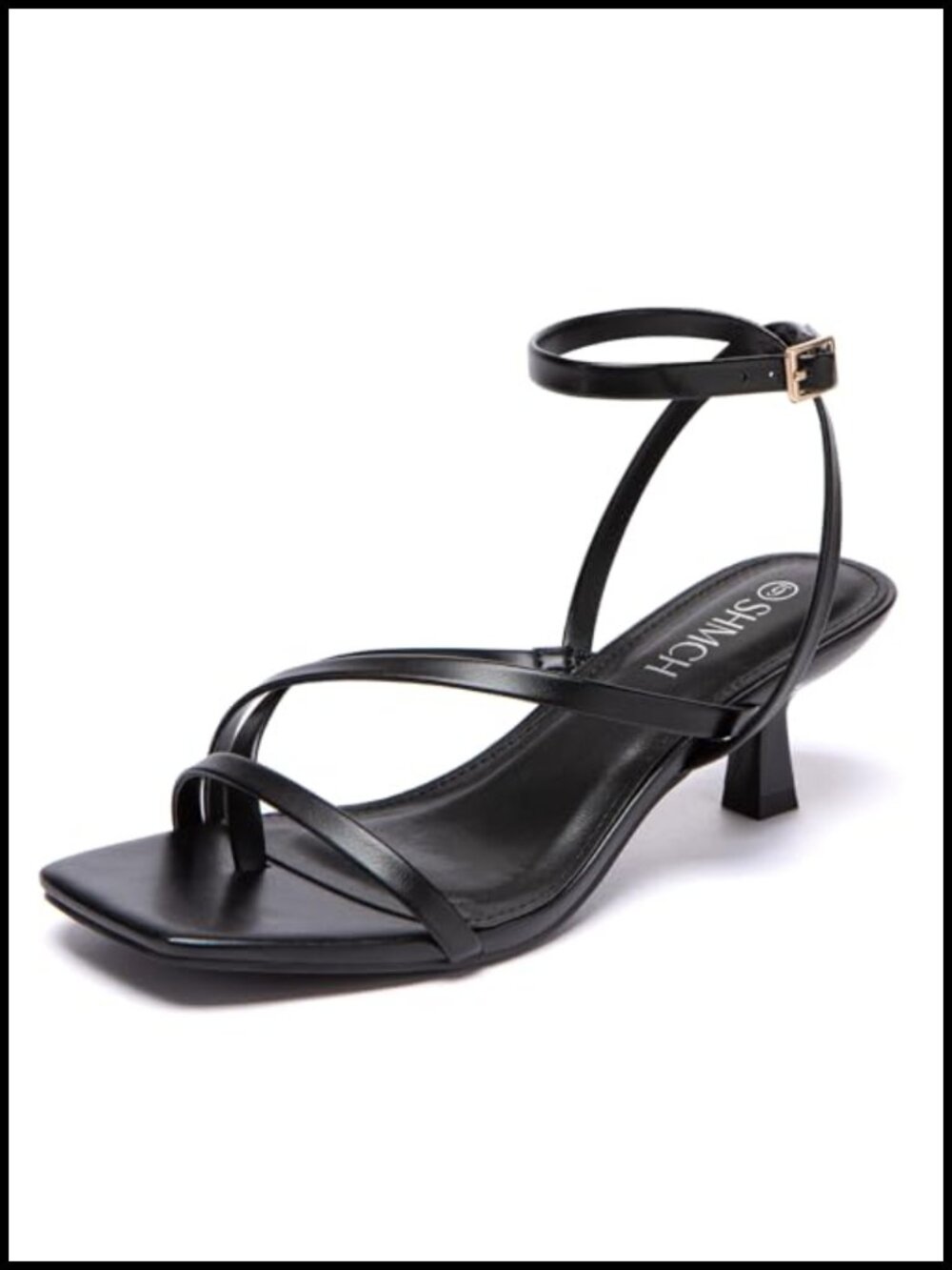 Kitten Heels for Women Strappy Lace Up Square Toe Low Heel Sandals Comfort